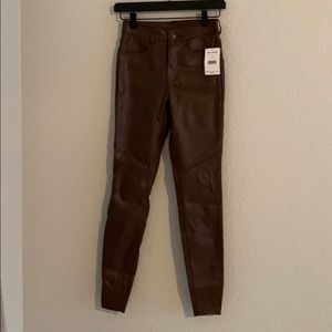Free People Faux leather pants. Brown. Sz25